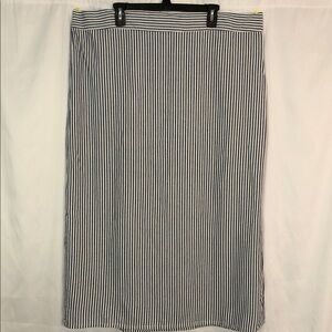 Alex & Jordan Linen Elegant Striped Nautical Midi Skirt Size 1X
